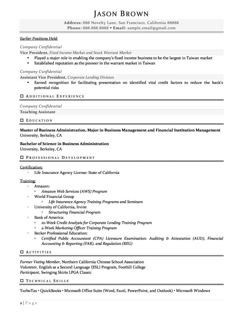 Page 2 Of Finance Manager Resume Example Prepared By Resume Professional Writers