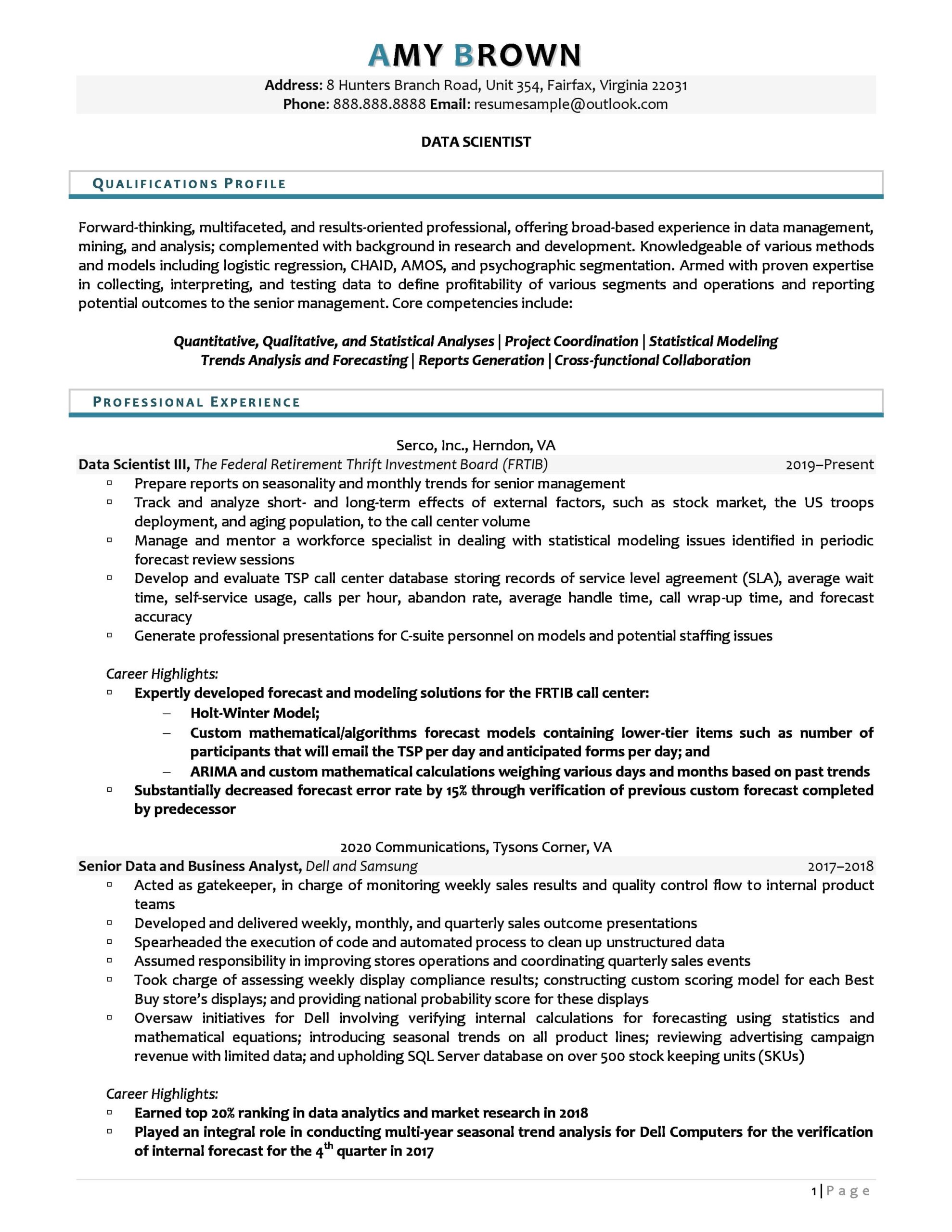 science resume personal statement