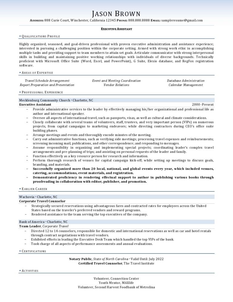 Executive Assistant Resume Example  Resume Professional Writers