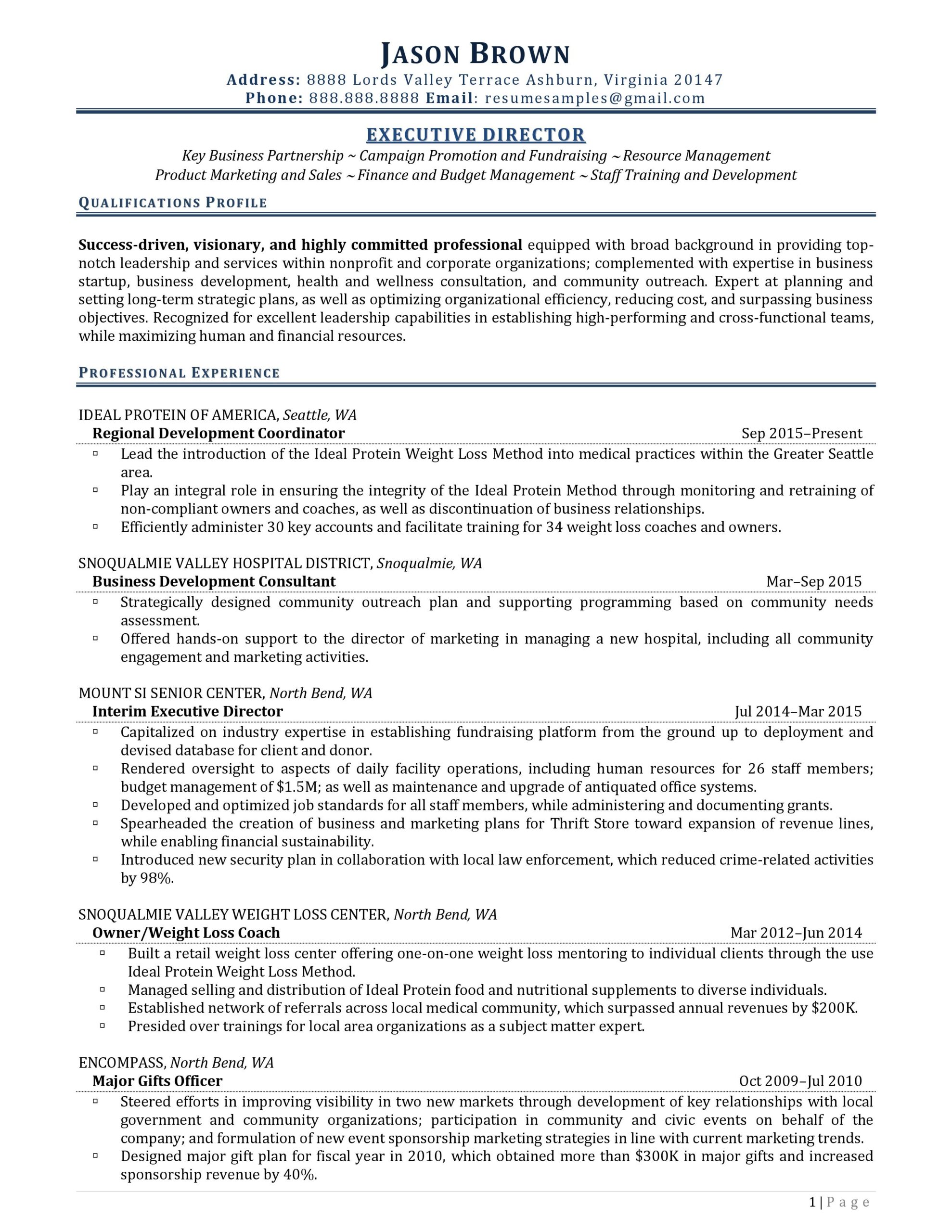 how to write resume for executive position
