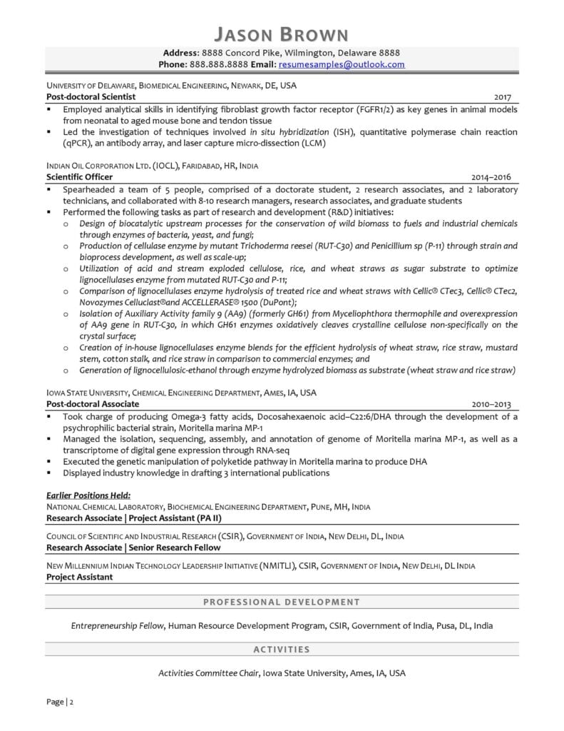 Page 2 Of A Research Scientist Resume Example Prepared By Resume Professional Writers