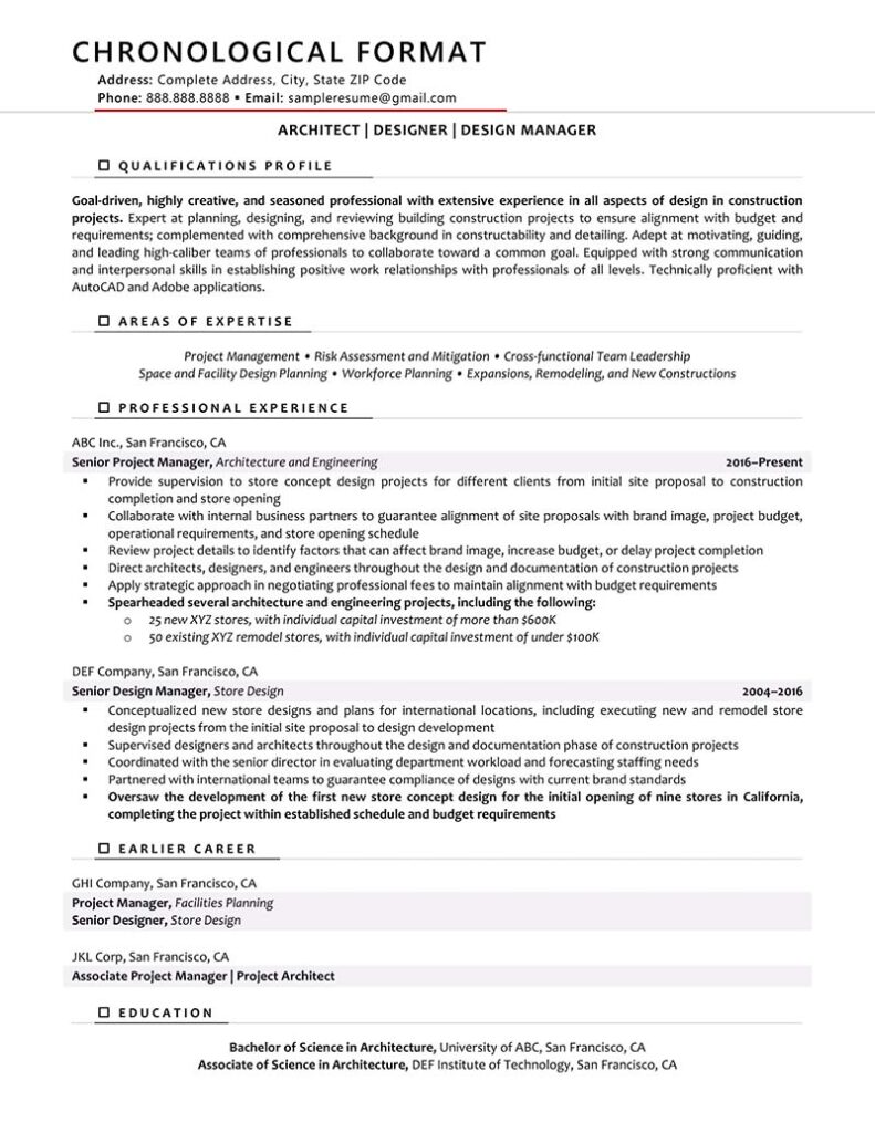Rpw Chronological Resume Format Example 1 1
