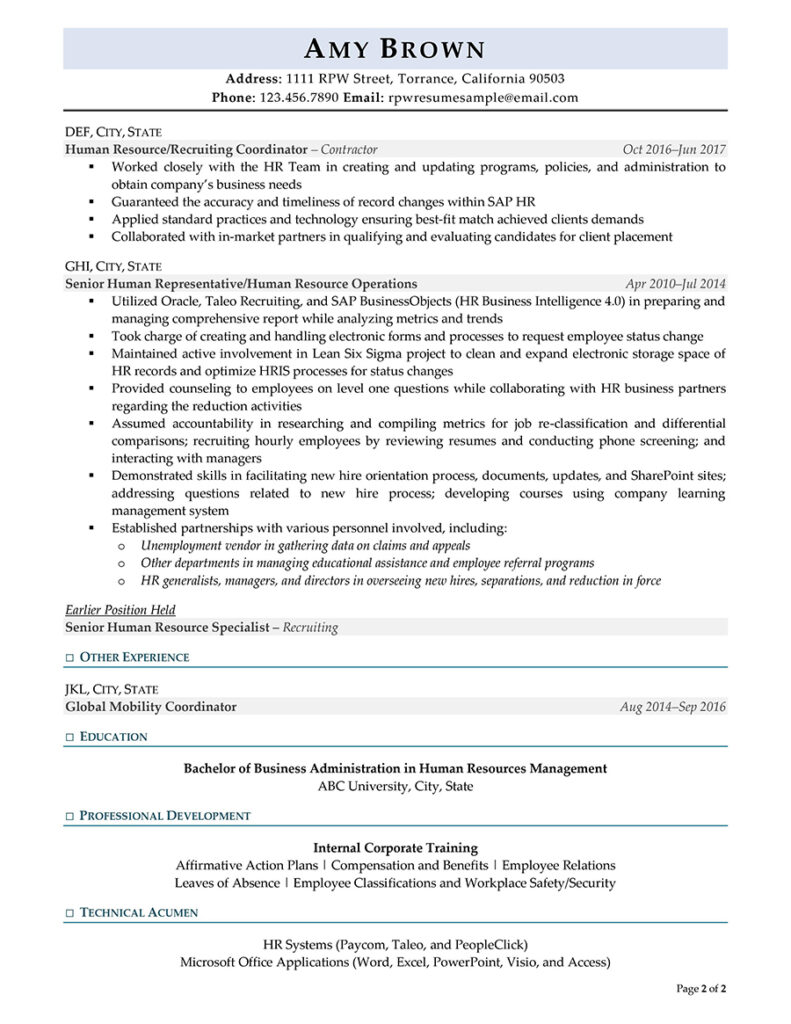 Page 2 Of Hr Manager Resume Example Prepared By Our Expert Hr Resume Writers