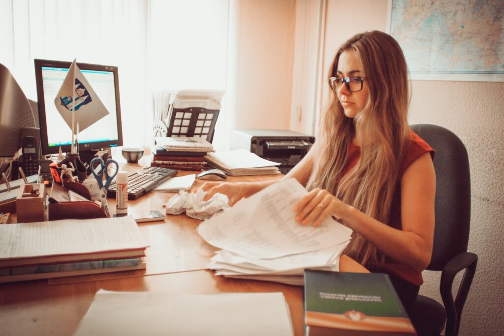 Legal Assistant Organizing Legal Documents