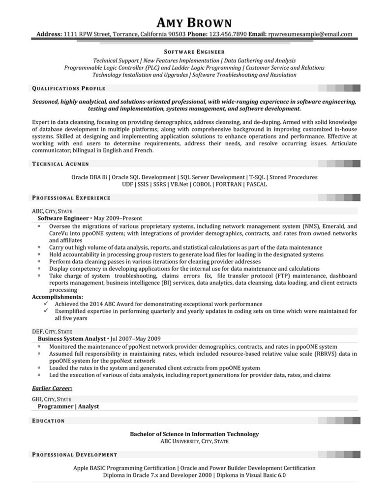 Software Engineer Resume Written By Resume Professional Writers.