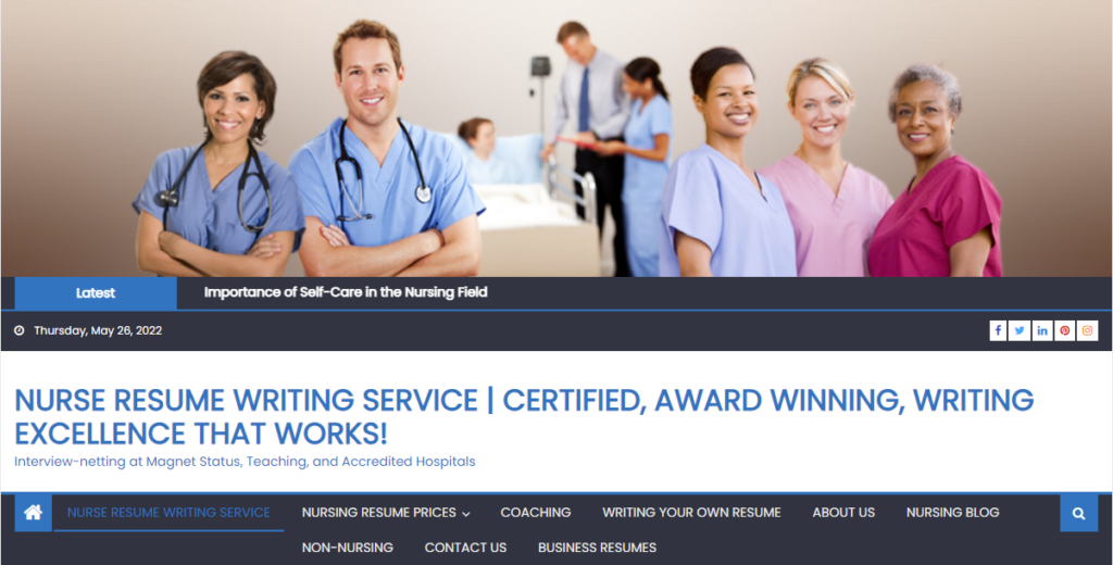 Nurse Resume Writing Service's Hero Section, Number Four In The List Of The Best Healthcare Resume Writing Services