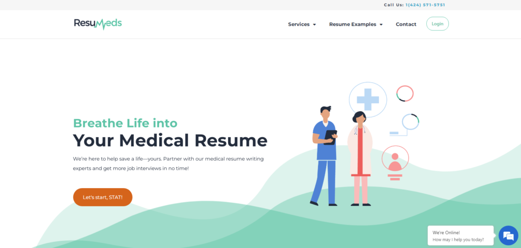 Resumeds' Hero Section, Number Two In The List Of The Best Healthcare Resume Writing Services