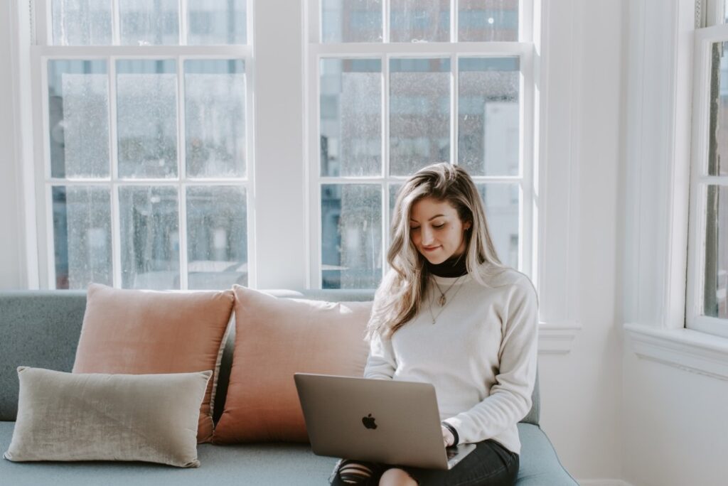 A Young Professional Woman Working Peacefully With Laptop.