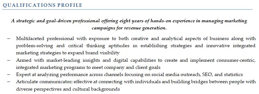 Resume Summary Sample