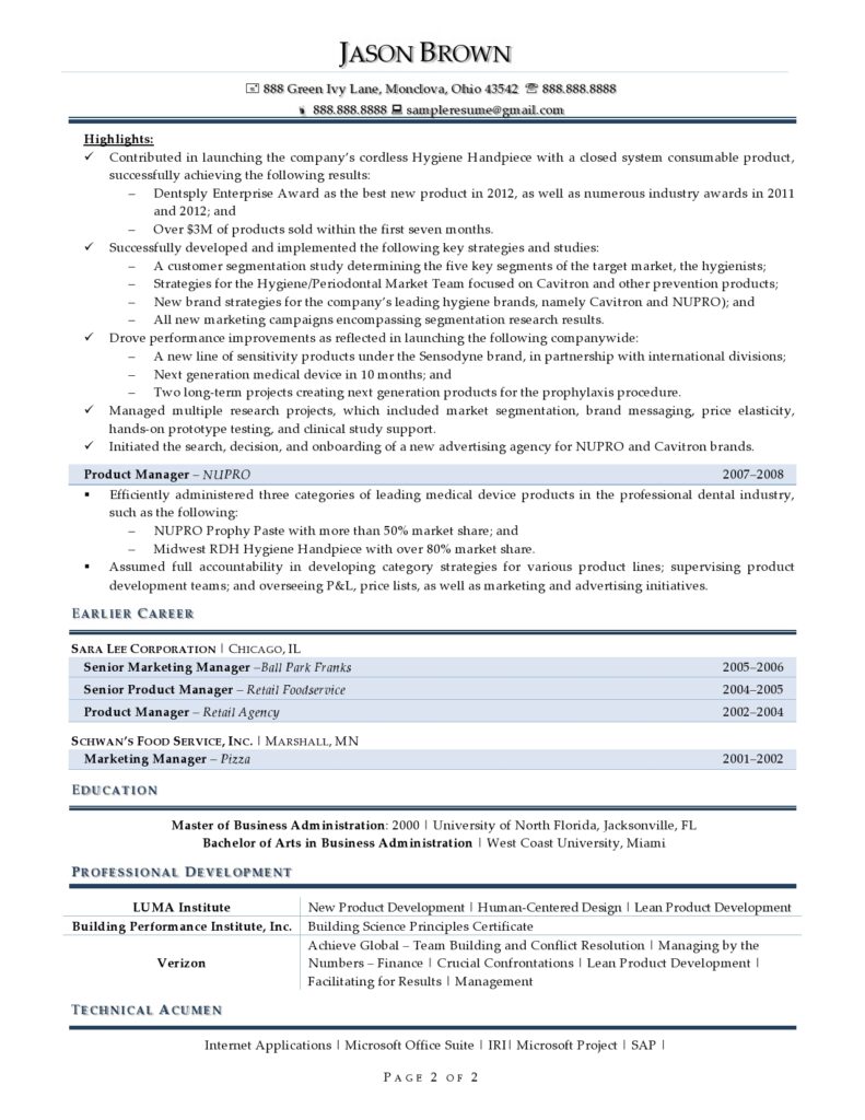 Page 2 Of A Marketing Director Resume Example Prepared By Resume Professional Writers 