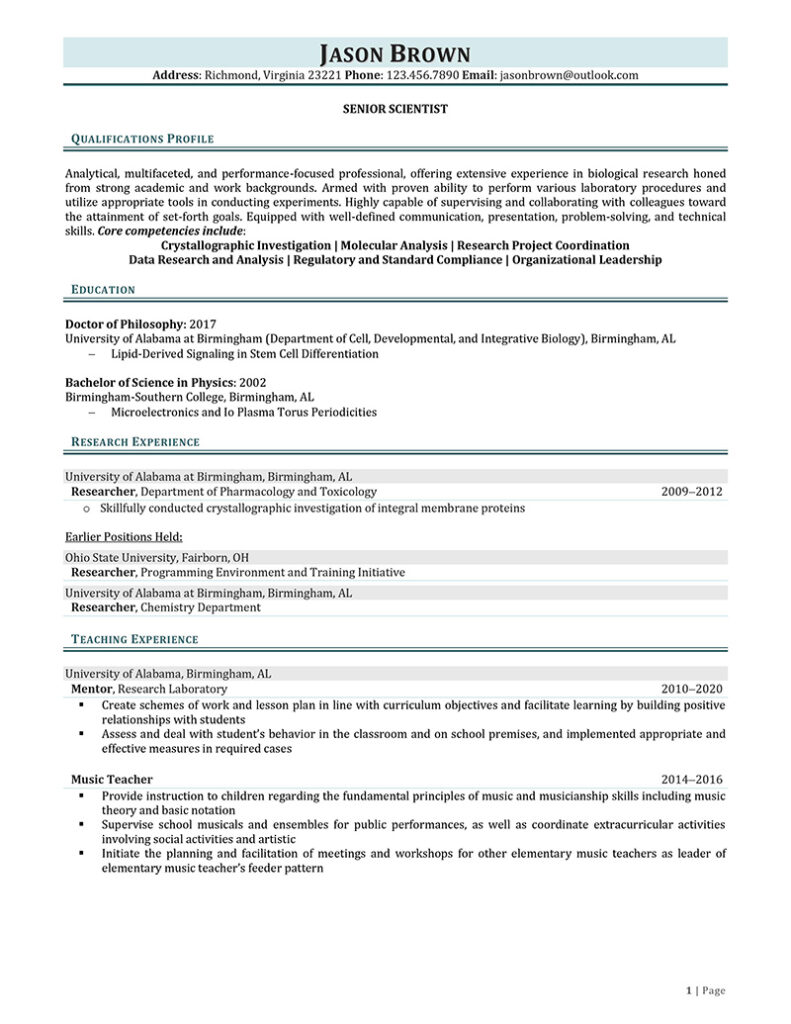 Page 1 Of Research Intern Resume Example Prepared By Resume Professional Writers
