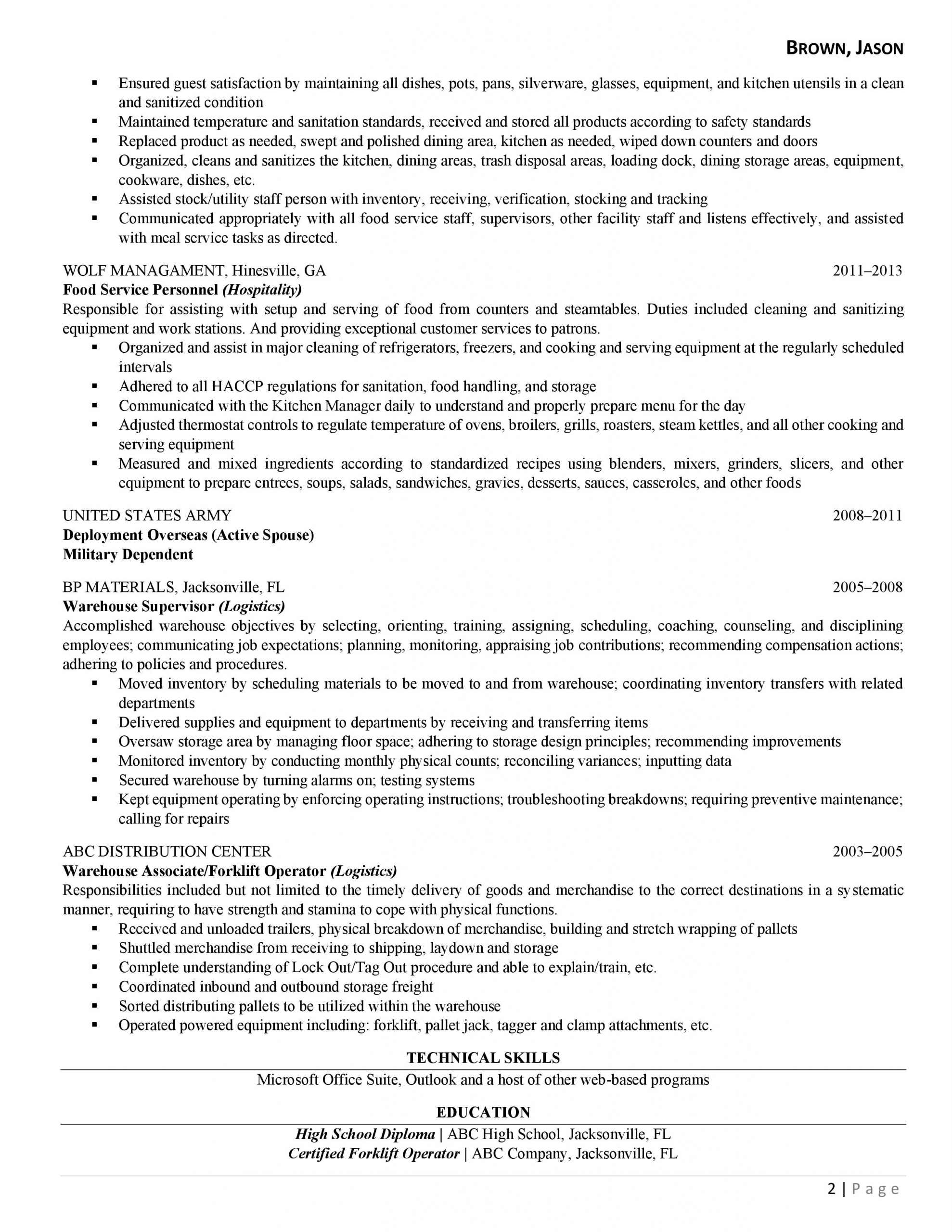 How To Write A Narrative Resume: Page 2 Of A Traditional Resume Example