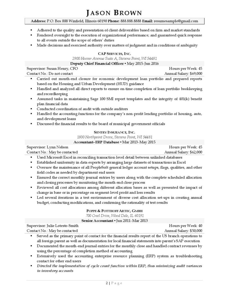 Federal Resume Sample For Finance Page 2