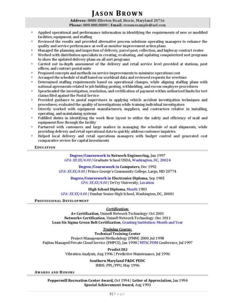 Federal Resume Sample For Information Technology Page 3