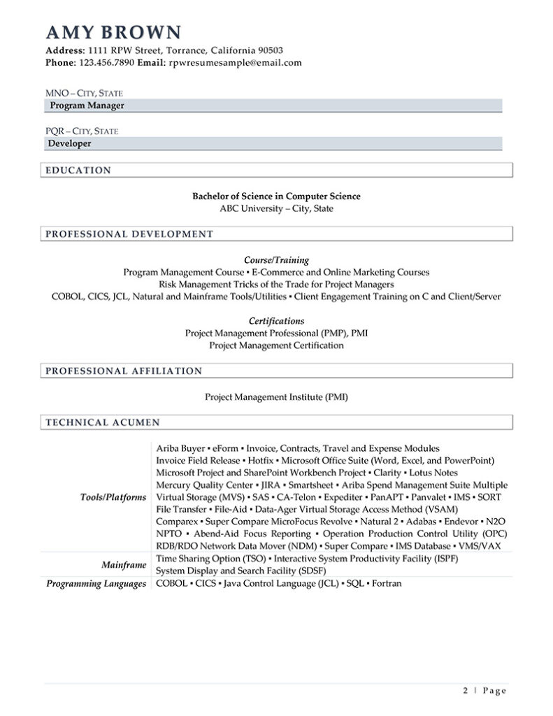 It Project Manager Resume Example Page 2
