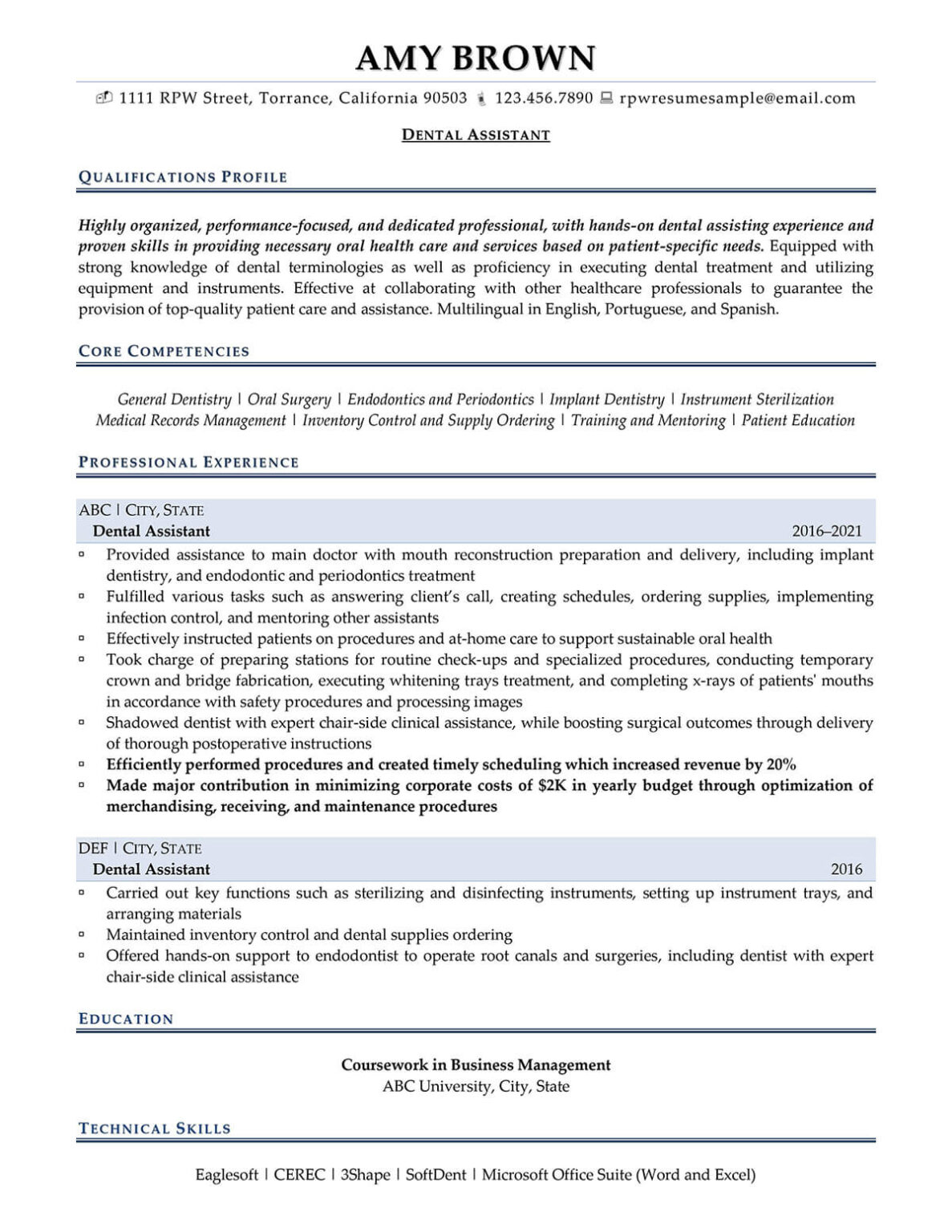 how to write resume for dental assistant