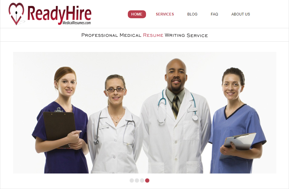 Readyhiremedicalresumes' Hero Section, Number Three In The List Of The Best Healthcare Resume Writing Services