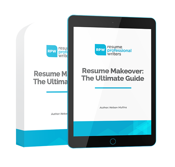 Cover Of Resume Makeover Guide Ebook Presented In Hardbound And Tablet