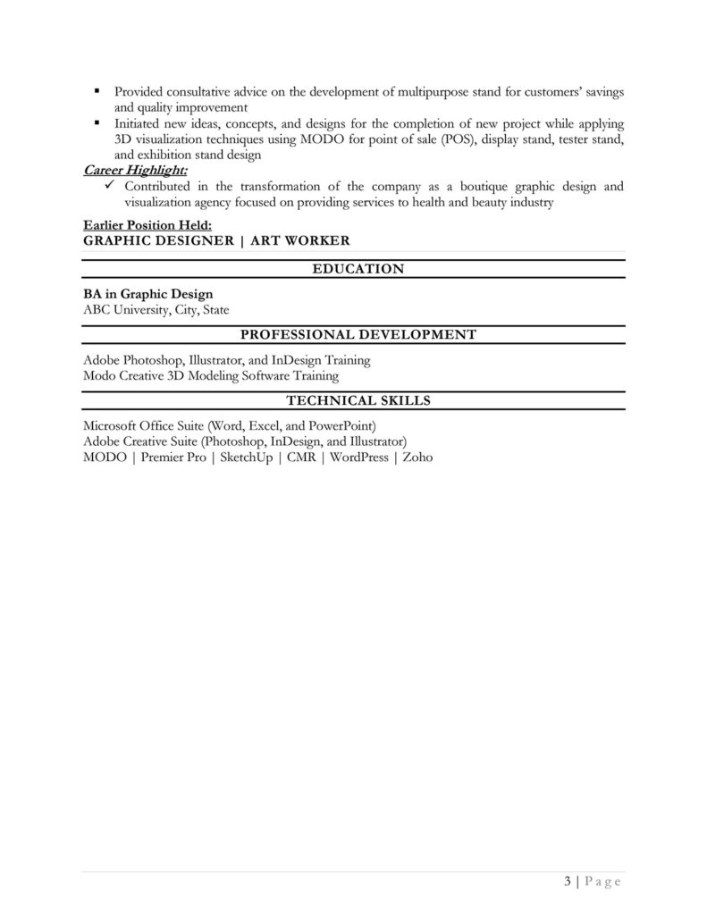 Page Three Of Ats Resume Example Prepared By Resume Professional Writers