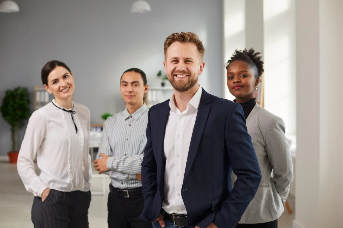 IT team smiling successful