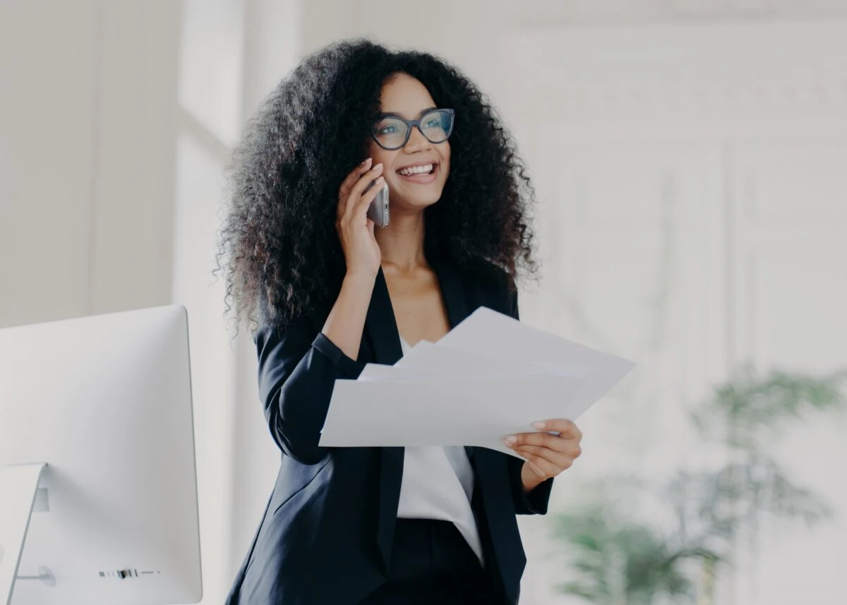 business woman providing services