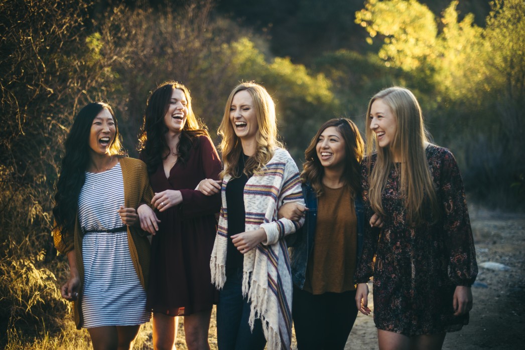 A Group Of Girl College Students Enjoy Bonding.