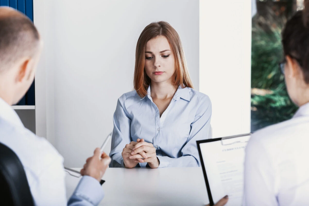 woman nervous on job interview