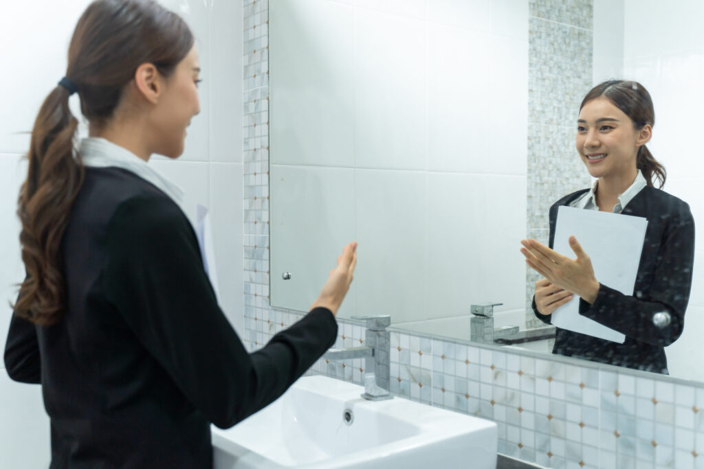 Applicant Getting Confident Wearing Formal Dress