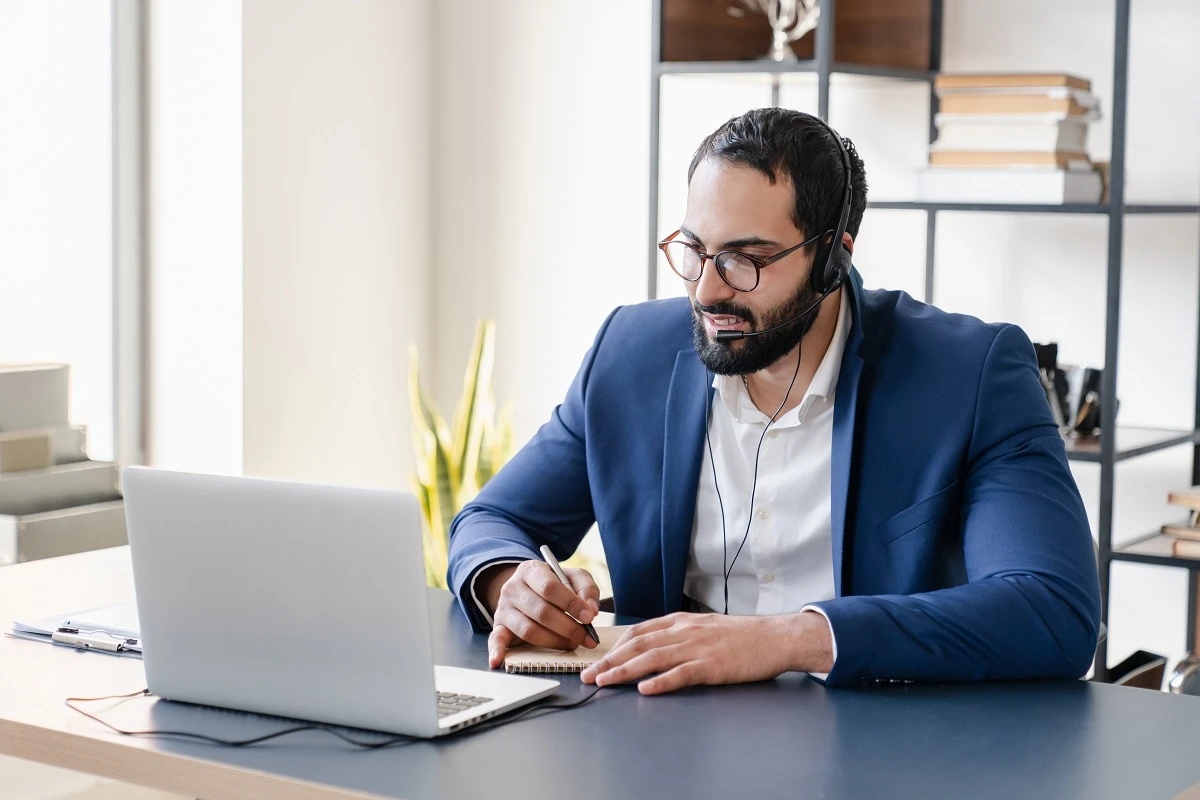 middle aged job seeker on zoom interview