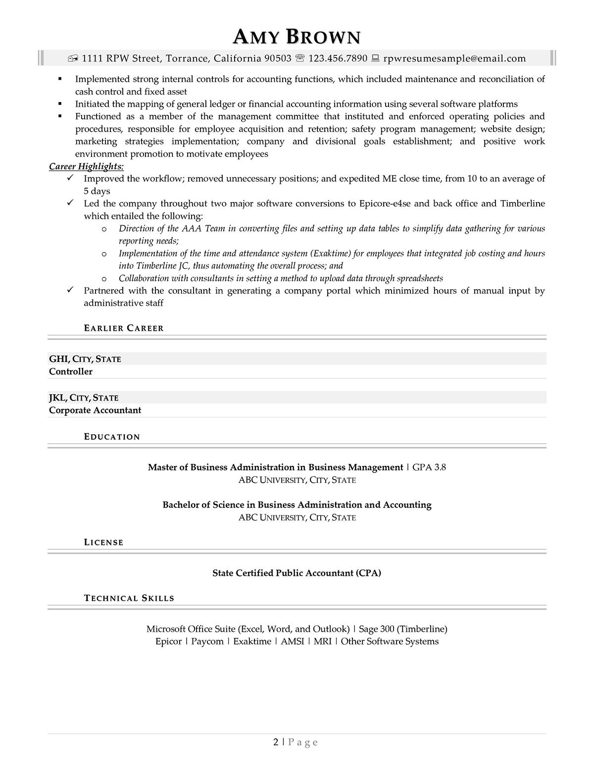 Resume Professional Writers Executive Resume Examples Page 2