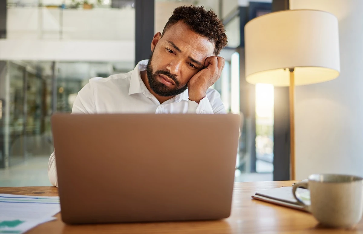 man thinking how to cancel job interview stressed