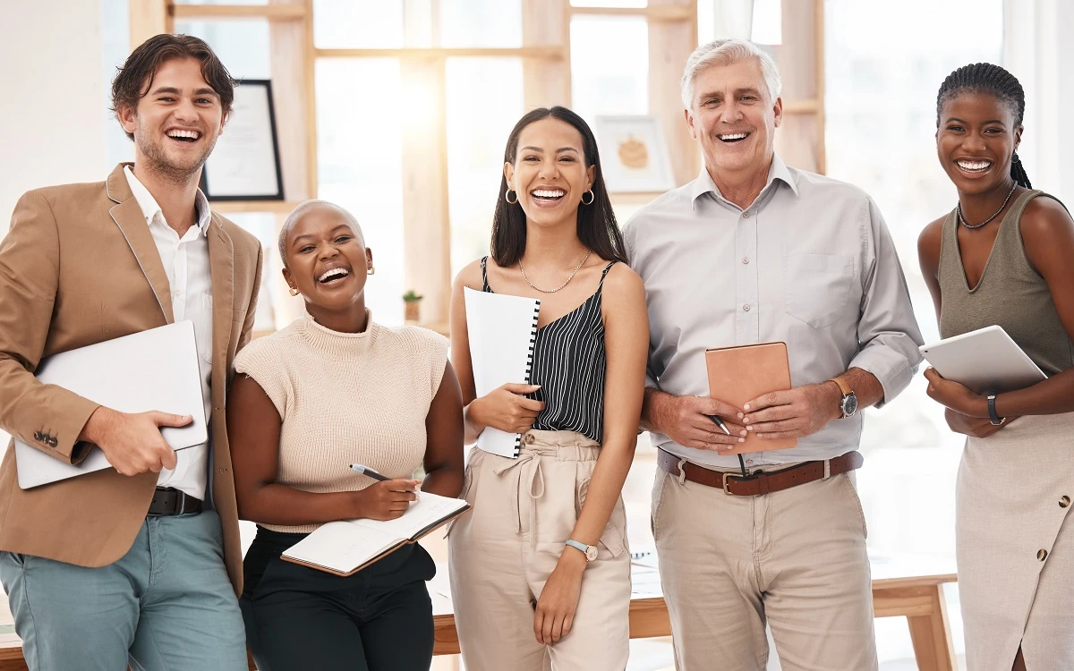 professional digital marketing team smile together