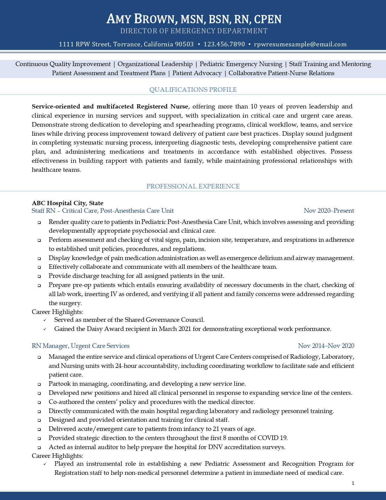 Resume Professional Writers Chronological Resume Example Page 1
