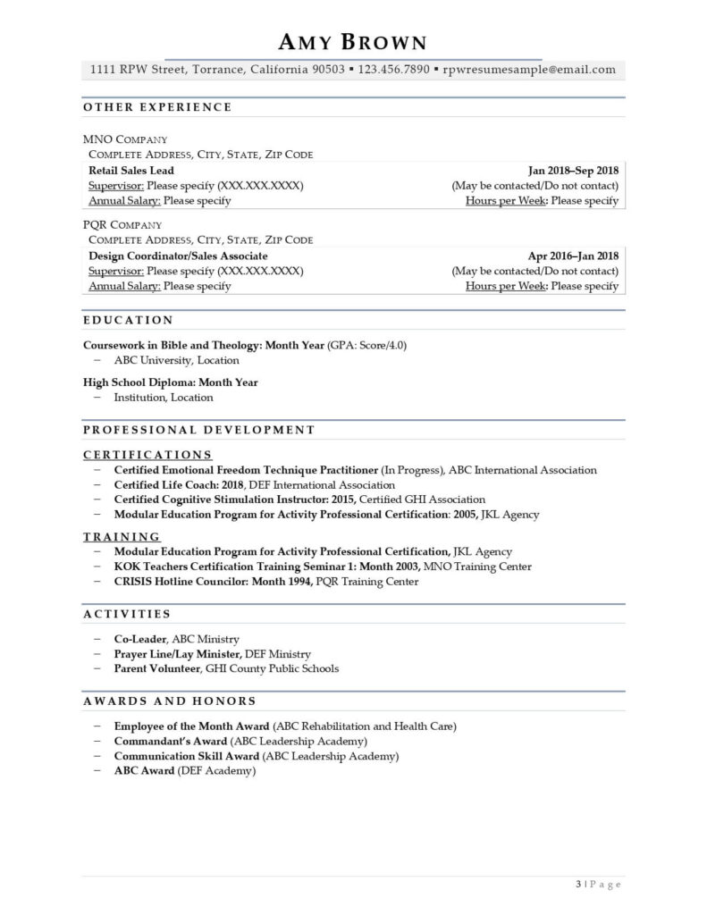 Rpw Federal Resume Example Page 03