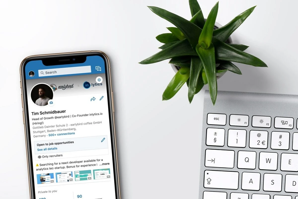 linkedIn account logged in on a phone