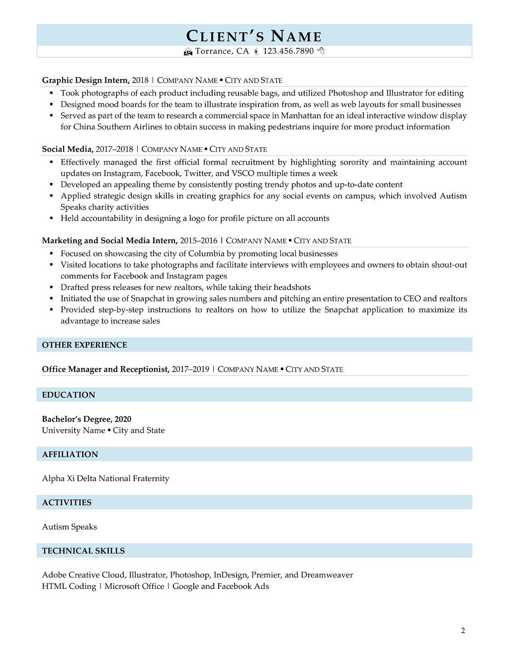 Rpw Advertising Resume Example Page 2