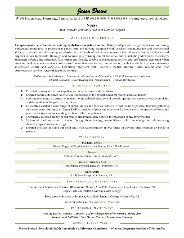 Nurse Resume Examples Page 01