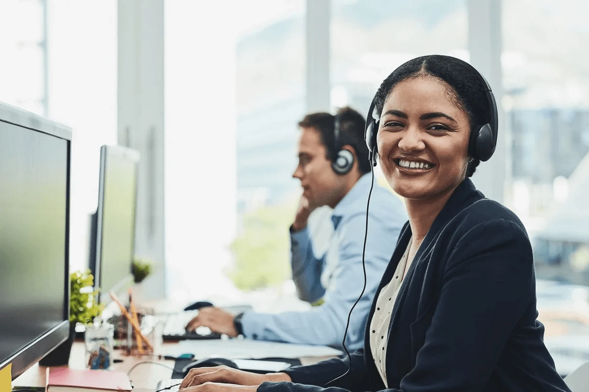 call center agent confident in her customer service skills