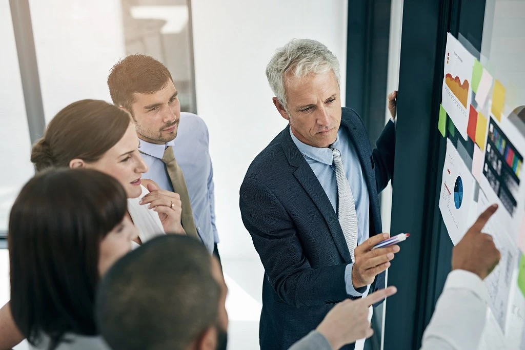 Professional Team Collaborating Under Strong Leadership Roles