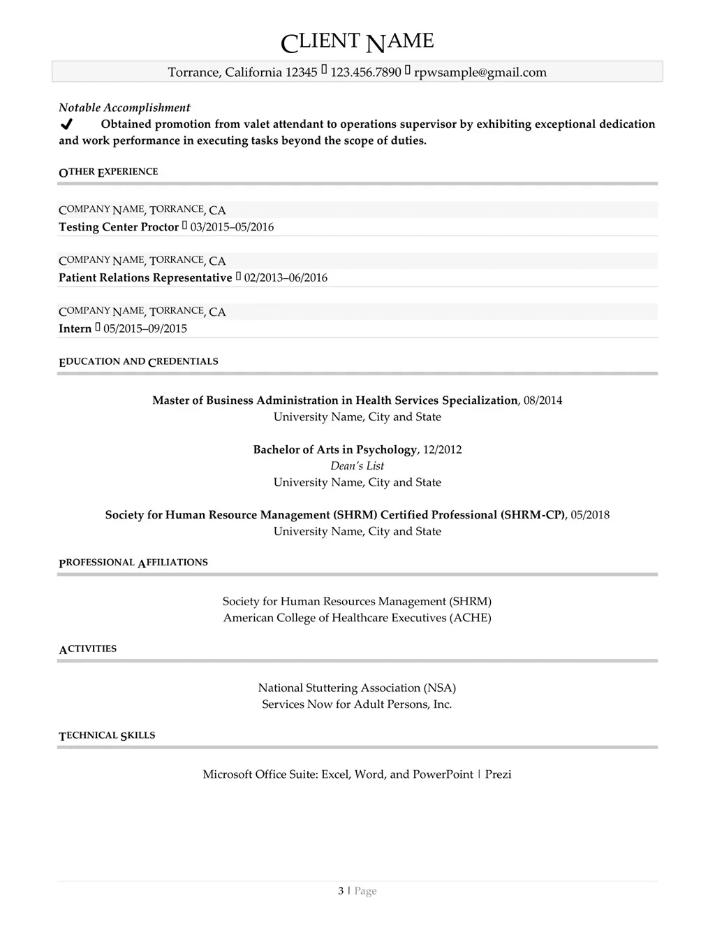 Chief Human Resources Officer Resume Example Page Three