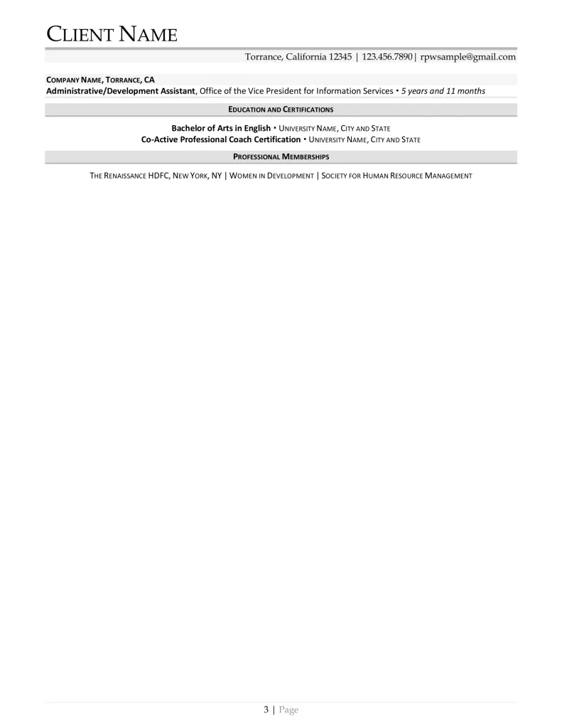 Chief Of Staff For Finance Industry Resume Example Page Three
