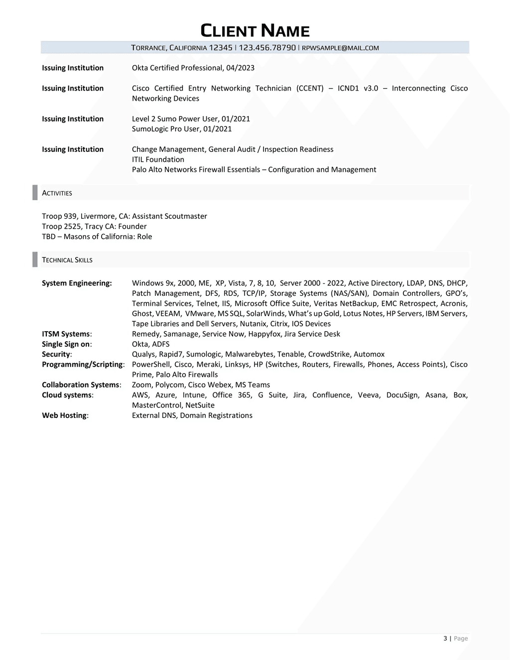 It Operations Director Resume Example Page Three