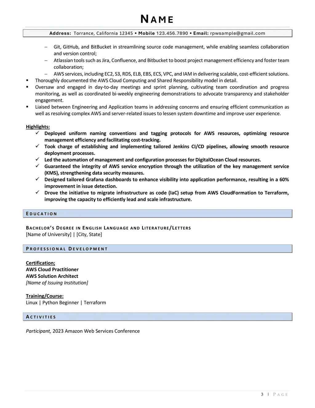 Devops Engineer Resume Example Page Three