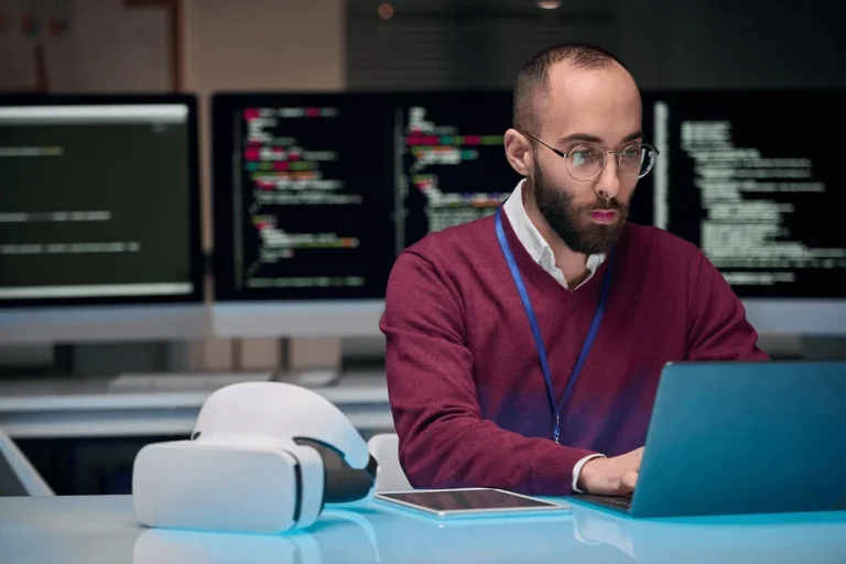 DevOps engineer working in a modern office