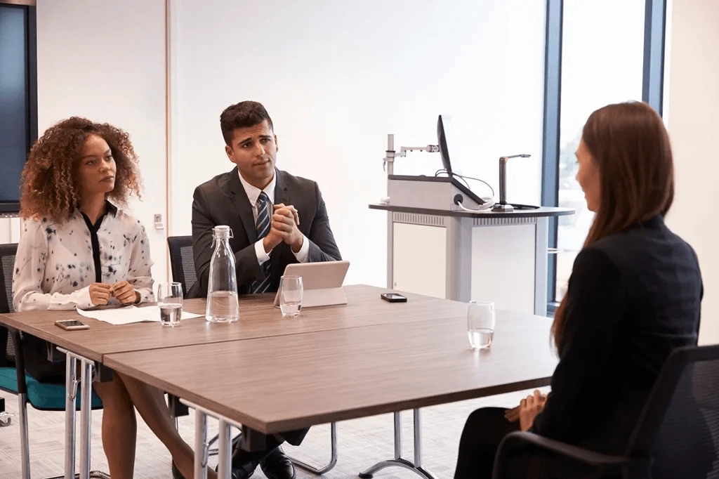 Job Applicant Answering Executive Interview Questions Confidently