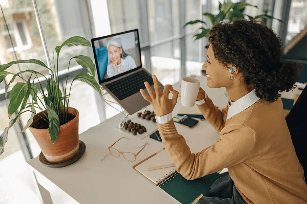 Job Candidate Having A Virtual Meeting With Her Hired Resume Writer
