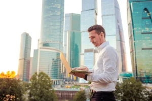Professional Walking Outdoors While Plotting His Career Roadmap