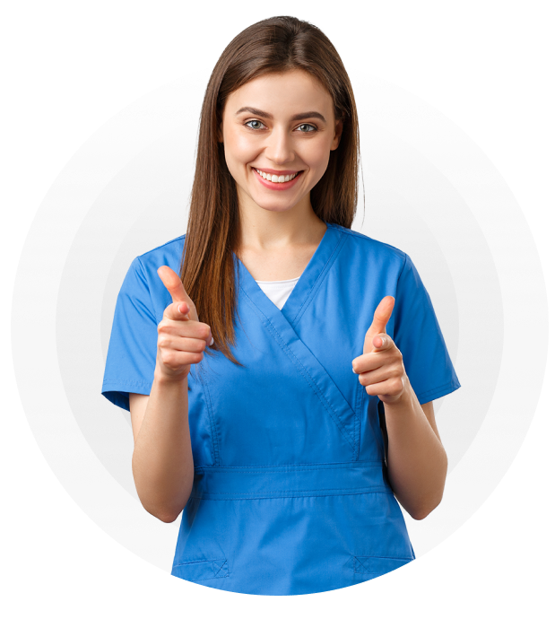Smiling Young Nurse In Blue Uniform