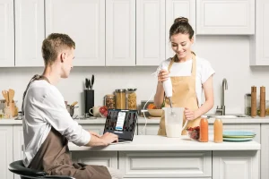 online job seeker optimizing his LinkedIn profile while at home
