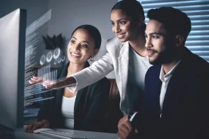 team of data analysts in action